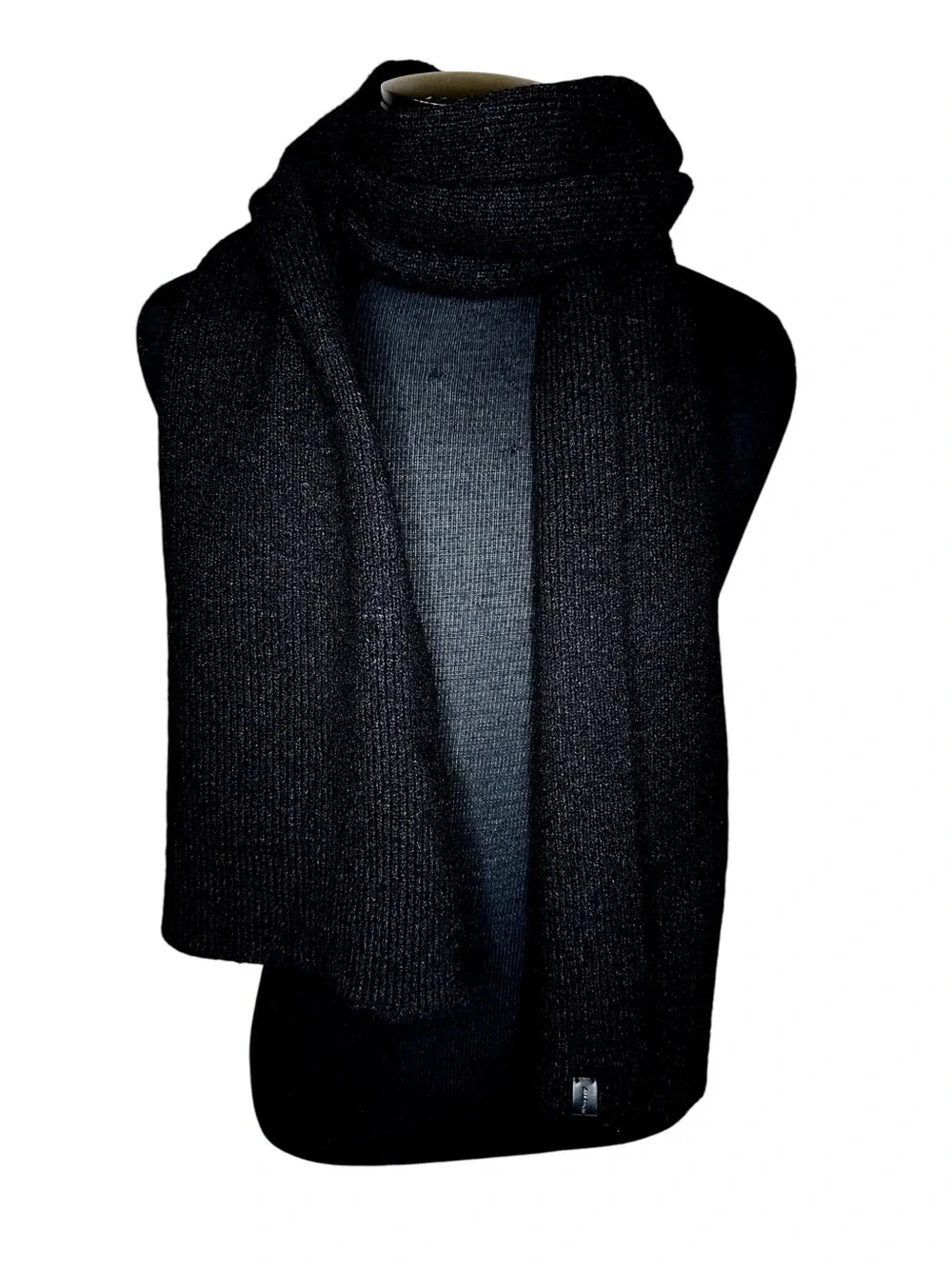 AllSaints Fuzzy Knit Beanie & Scarf 2-Piece Set Black NWT Without Box